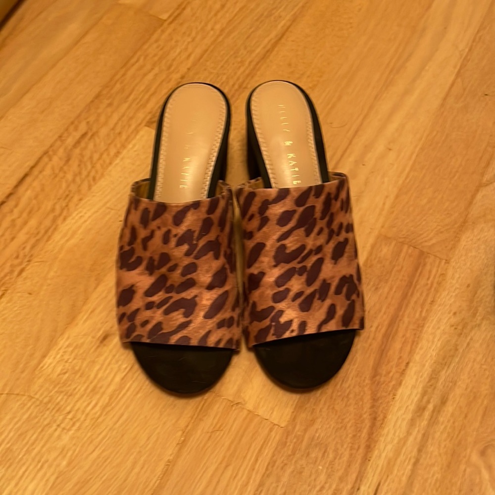 Kelly and Katie Leopard Slide Heeled Sandals